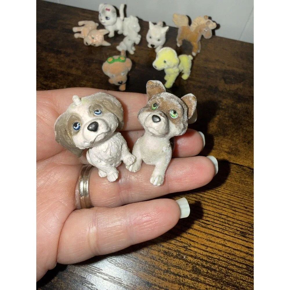 Puppy In My Pocket Toys Lot of 10 Dogs Horse Cat Flocked Miniatures Collectible